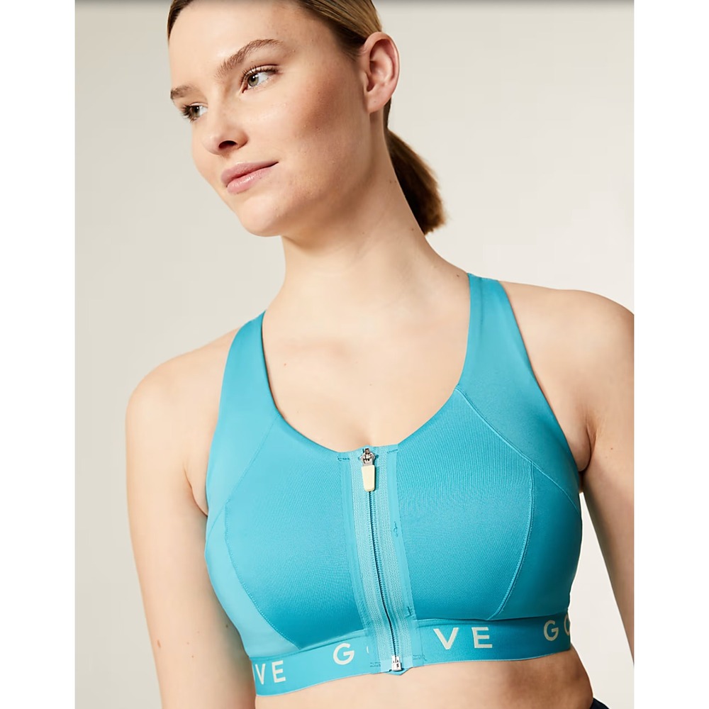 Marks & Spencer GOODMOVE Ultimate Support Sports‎ Bra 40DDD Turquoise Zip Front